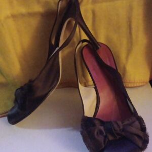 Kate Spade Brown Bow Sling Back Heels